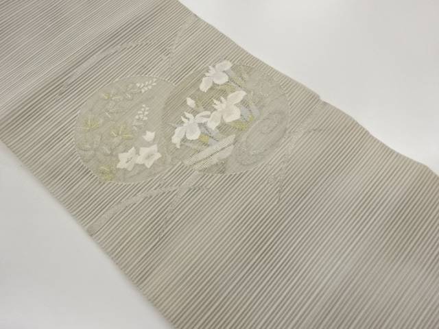 絽綴れ丸に秋草・流水模様織出し名古屋帯【中古】【着】【名古屋帯】｜Kimono-Shinei　２号店