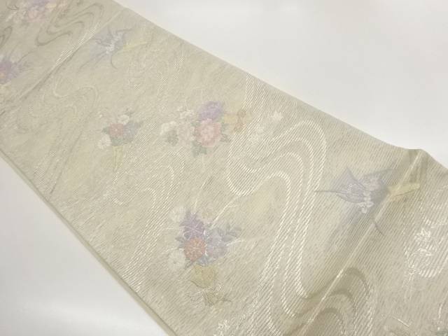 絽流水・花束模様織り出し袋帯【中古】【着】【袋帯】｜Kimono-Shinei　２号店