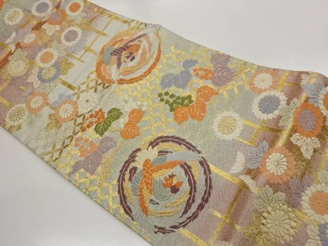 鳳凰に菊・桐・七宝模様織り出し袋帯【中古】【着】【袋帯】｜Kimono-Shinei　２号店