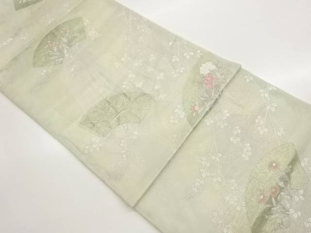 絽 地紙に花々模様織出し袋帯【中古】【着】【袋帯】|Kimono-Shinei 2号店