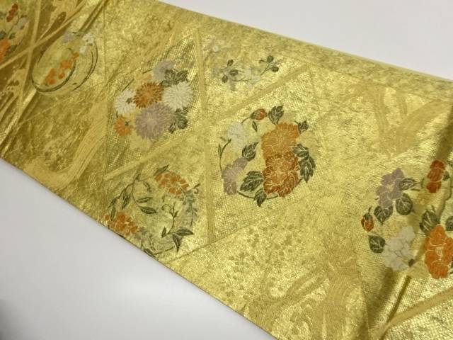 菱取に花丸文・荒波模様織出し袋帯【中古】【着】【袋帯】｜Kimono-Shinei　２号店