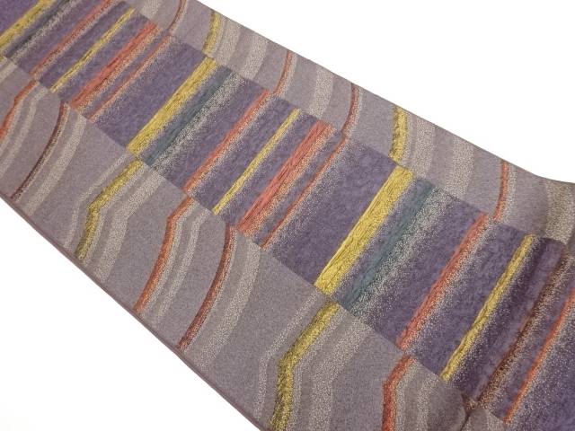 ふくれ織縞に変わり横段模様織出し袋帯【中古】【着】【袋帯】｜Kimono-Shinei　２号店