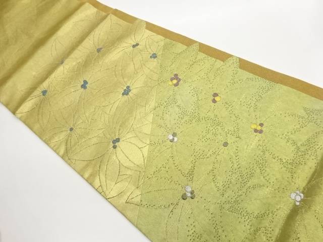 高島織物製　青銅箔斜線に花・実模様織出し袋帯【中古】【着】【袋帯】｜Kimono-Shinei　２号店