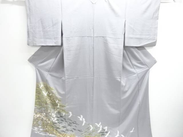 鶴に松竹梅風景模様色留袖（比翼付き）【中古】【着】【留袖】｜Kimono-Shinei　２号店