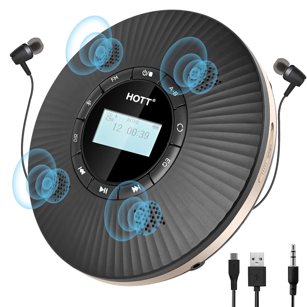 楽天市場】ポータブルCDプレーヤー1000mAhバッテリー内蔵充電式 CD