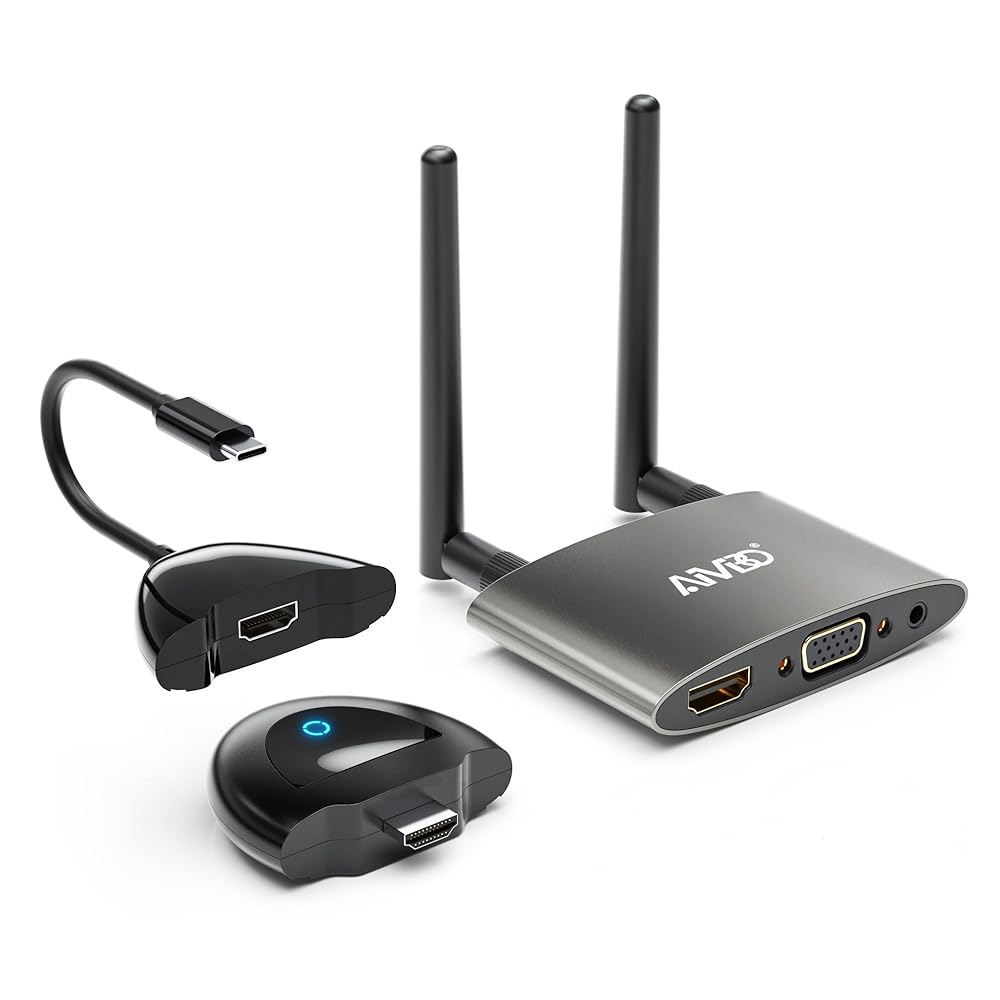 無線電話 HDMI 送受信機 [AIMIBO新型USB-C最終生産物加えること] HDMI\u0026VGAデュアル変速機 1080P/とり備える不必要/5G/50M 無線電話繋ぎ合わせる 技適目じるし手に入れる 音画同時発生 最大限度8台増設 老人ホーム芝居小屋/執務室用 テレビ受像機/第八芸術/競り合い/ライブの注意集中用 TV/持ちはこび/マイコン/Mac/Laptop/Window/写真機/監督すること写真機など相応う