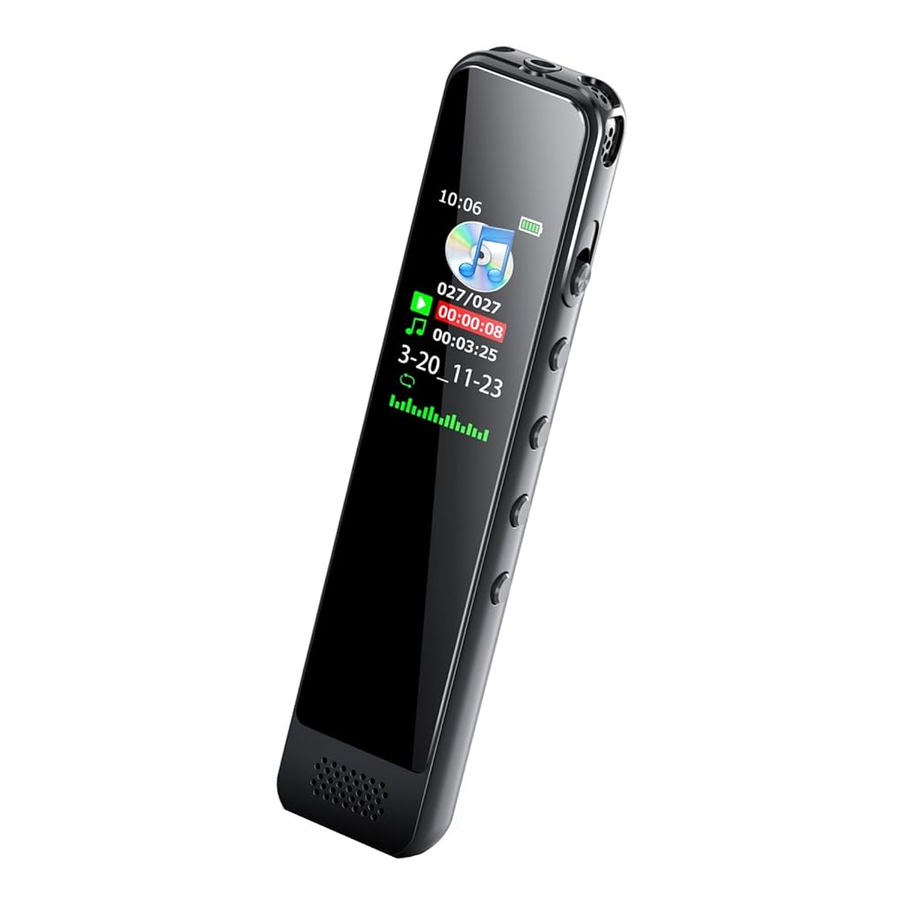ボイスレコーダー 小型 ICレコーダー 長時間録音 32GB大容量 1536kbps音質 42時間連続使用 コンパクト 録音機 ワンボタン録音 液晶画面 ヴォイスレコーダー AVR録音対応 タイマー録音 変速再生可 リピート機能付 スピーカー内蔵 パスワード保護 ノイズキャンセリング機能
