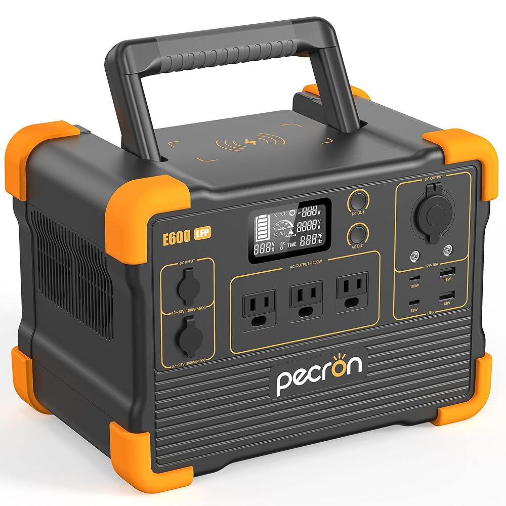 携帯型ワット数 E600LFP リン酸鉄 1200W / 614Wh 小型 大電気容量 AC定格1200W(サルゼ2400Ｗ) 携帯型乾電池 乾電池 手っとり早い申し受ける 高耐久 通行手形スルー MPPT ソーラー申し受ける 純正弦波 PSE証明済 BMS安全性のある管理すること 車中泊 アウトドア 難民キャンプ 停電打つ手 防災 50/60サイクル相応う可 (E600LFP)