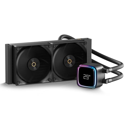 Ocypus Iota L24 CPUクーラー 水冷、デジタルディスプレイ、240MM AIO 簡易水冷CPUクーラー、効率的な冷却ポンプ、ARGB照明コントロール、120MM PWMファン、最大2000 RPM、AMD & Intel LGA対応 (ブラック)|ネットClick Store 店