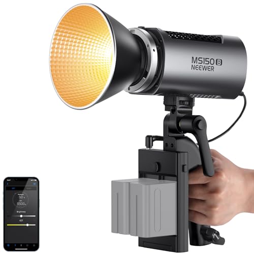 NEEWER MS150B 130W 二色LEDビデオライト ミニ軽量COBライト 連続照明撮影ライト スタジオライト 定常光ライト 2.4G/APP制御 200000 lux/0.5m 2700K-6500K CRI97+ 12照明効果 Bowensマウント 屋外撮影 2電源オプション|ネットClick Store 店