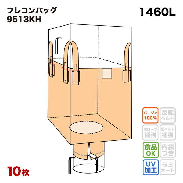 楽天市場】【レビュークーポン300円】 【食品衛生法適合】 フレコンバッグ 9513KHRP 角型 巾着型 950Dx950Wx1170H 上部全開  下部半開 排出口あり (10枚入) バージン材 コンテナバッグ フレキシブルコンテナバッグ : バイヤーsanwaweb