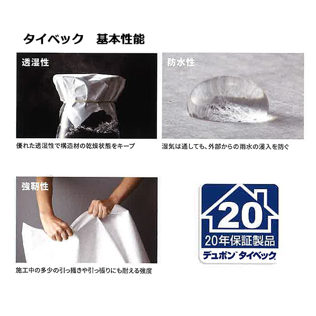 楽天市場 タイベック シルバー 1本 Tyvec 1m 50m 透湿 防水 遮熱シート デュポン グリーンフィールド 木造建築 外壁下地 アウトドア ネットde建材 楽天市場店