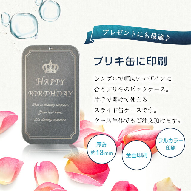 楽天市場 ネコポス可 ブリキ ギター ピック スライド ケース オリジナル 印刷 1個 フルカラー印刷 ギフト プレゼント ネットdeまつやま