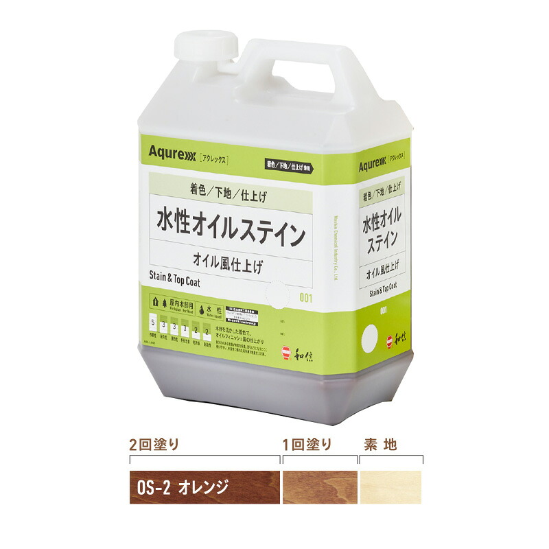 Aqurex水性オイルステイン3.5kg　OS-2オレンジ 和信化学工業