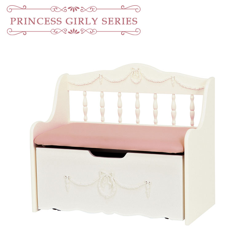 Princess Girly Series スツール 収納スツール 収納付 幅75cm 奥行40cm 高さ65cm 椅子 収納ベンチ 収納ボックス ベンチ 収納 おもちゃ ローソファー ソファ 引き出し収納 北欧 インテリア おしゃれ 子供部屋 ホワイト 幅75cm スツール 収納 木製 収納スツール ベンチ 収納