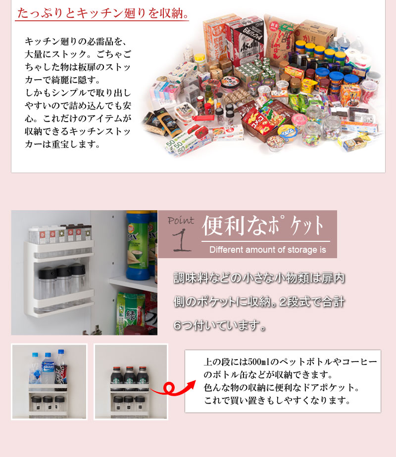 大容量キッチンストッカー幅60cmホワイト