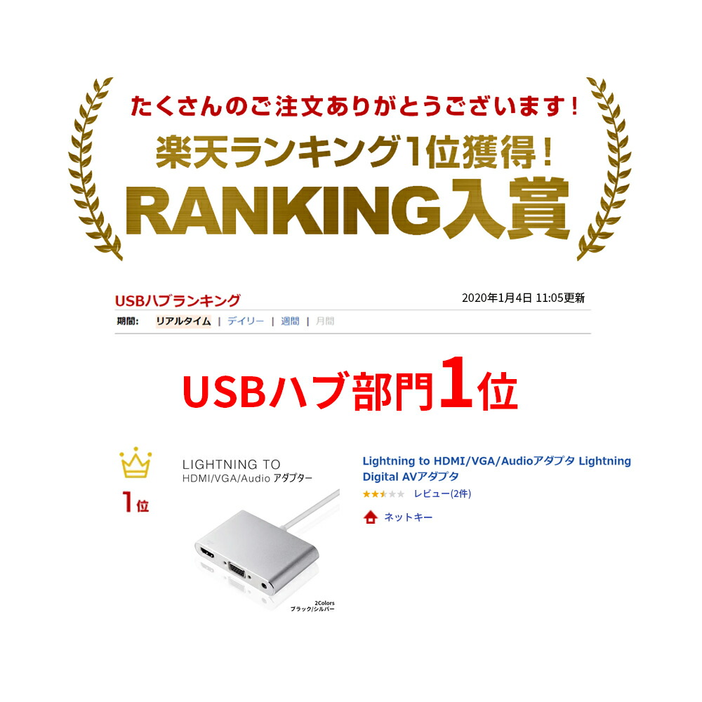 楽天市場 Lightning To Hdmi Vga Audioアダプタ Lightning Digital Avアダプタ 1080pのhd画質でミラーリング 映画 テレビ番組 撮影したビデオなどのビデオコンテンツを大きなスクリーンに ネットキー