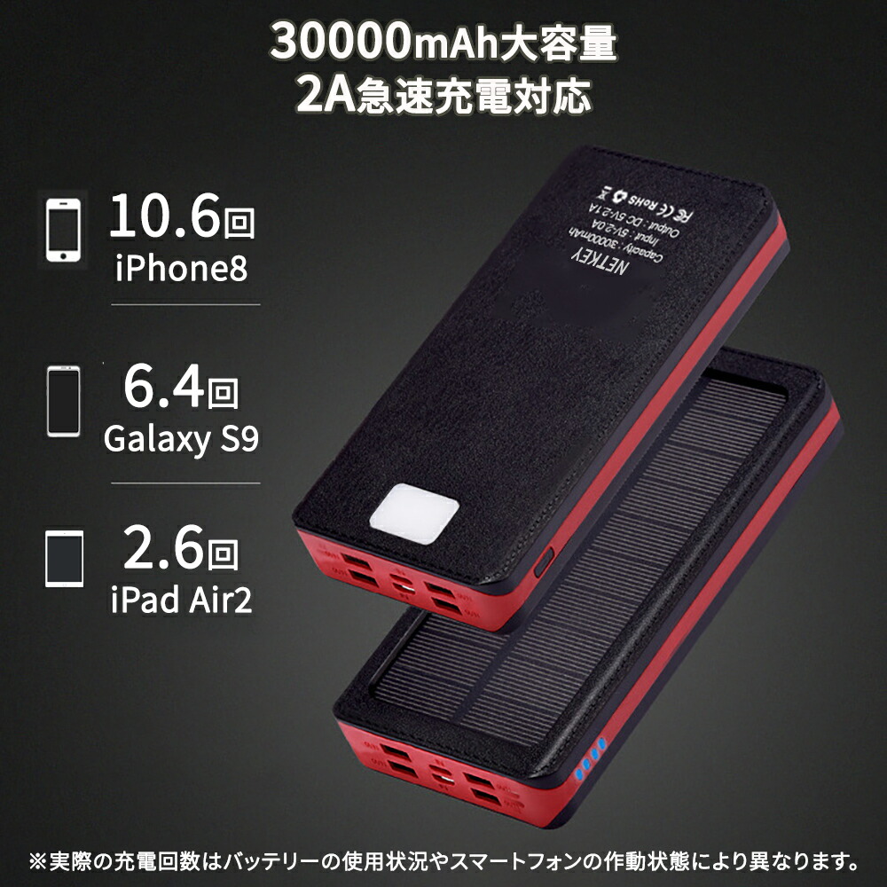 54%OFF!】 ソーラーモバイルバッテリー 30000mAh 大容量パワーアップ ソーラーチャージャー 2入力4出力 4台同時充電  高輝度LEDライト搭載 ソーラー充電可能 qdtek.vn