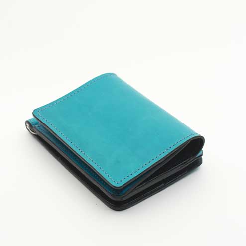 S'FACTORYエスファクトリー 小銭入れ付き マネークリップ ウォレット カウレザー ターコイズブルー（牛革） 本革 ケース 小銭入れ付き カード入れ付き レザー 青 メンズ 限定カラー