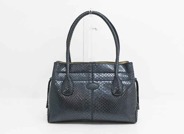 【中古】 【TOD'S トッズ】 パイソン ハンドバッグ ハンドバッグ ダークネイビー