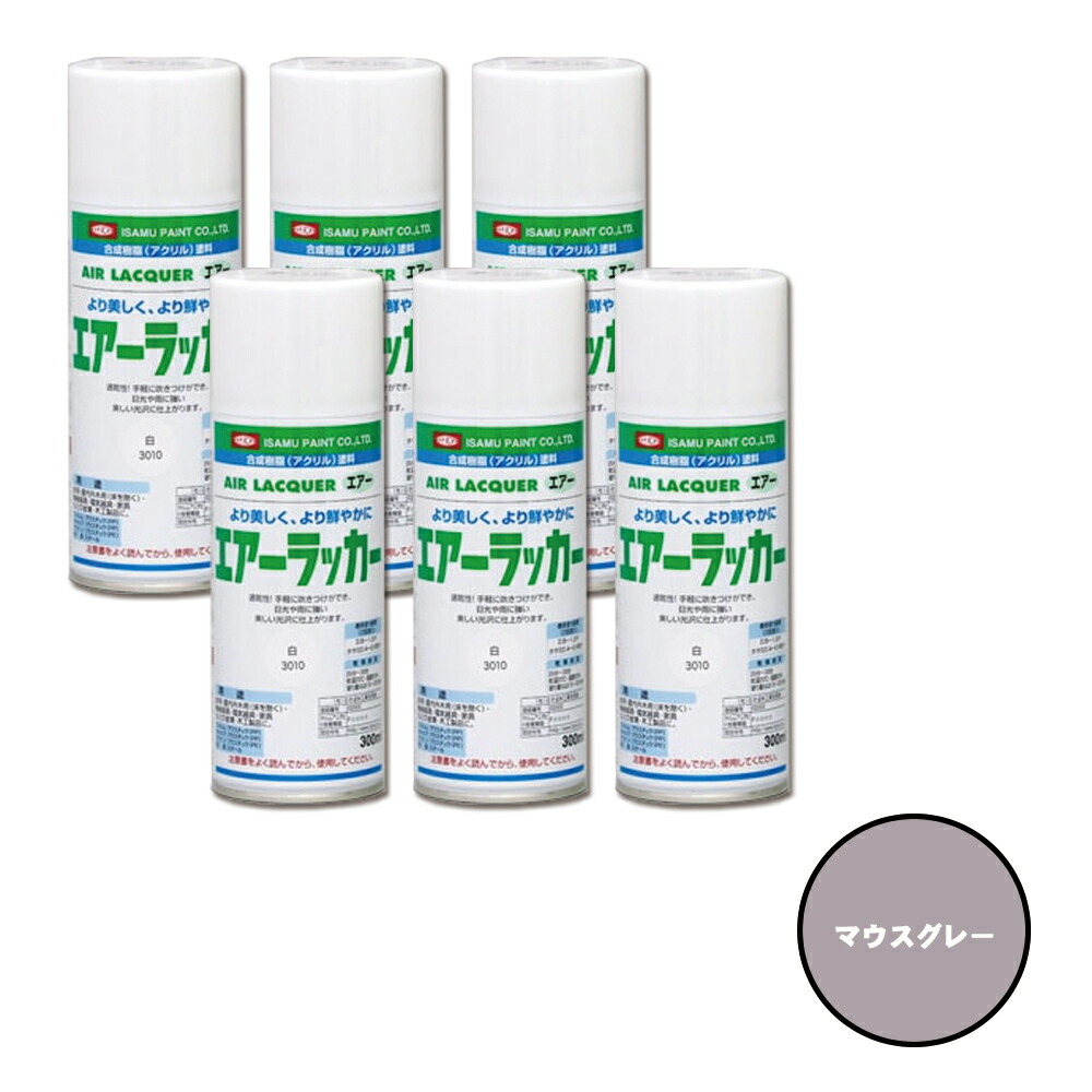 イサム塗料 622-3066-8 1液型アクリルエアラッカー 二十日鼠薄墨色N-5.5 300ml×6本 取寄