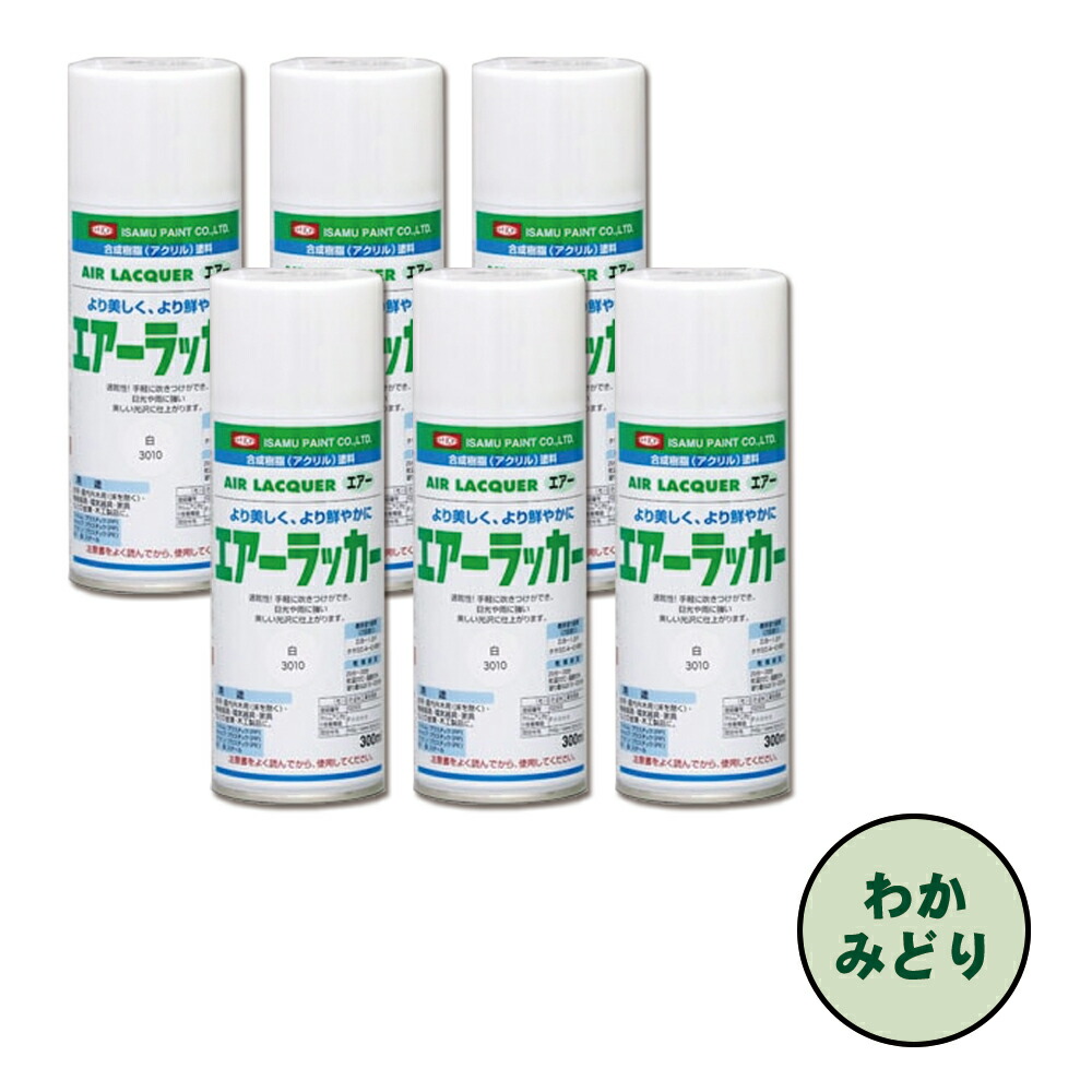イサム塗料 622-3375-8 1液型アクリルエアラッカー わかみどり 300ml×6本 取寄
