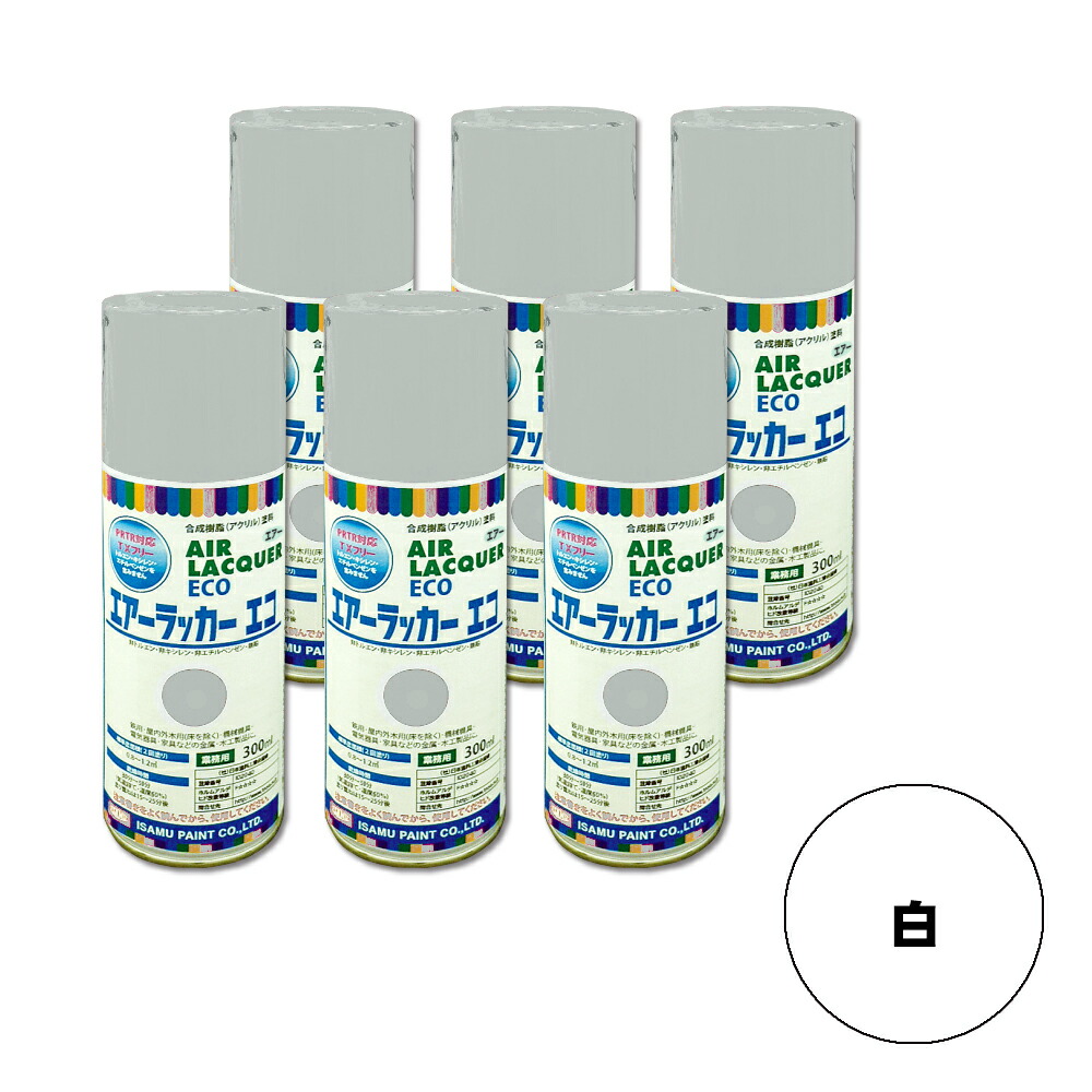 イサム塗料 622-5011-8 1液型アクリルエアラッカーエコ 白 300ml×6本 取寄