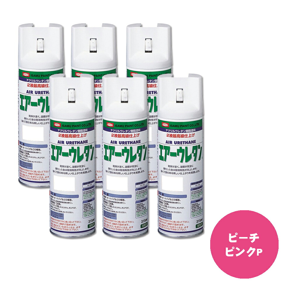 イサム塗料 エアーウレタン 2液型アクリルウレタン樹脂カラースプレー ピーチピンクP 315ml &times;6本 62680448 取寄｜ネットペイント　店