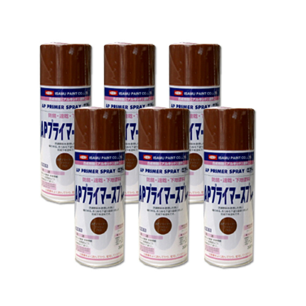 イサム塗料 629-7922-8 1液型アルちびっ子脂 APプライマースプレー 赤銅色 300ml ×6本 取寄