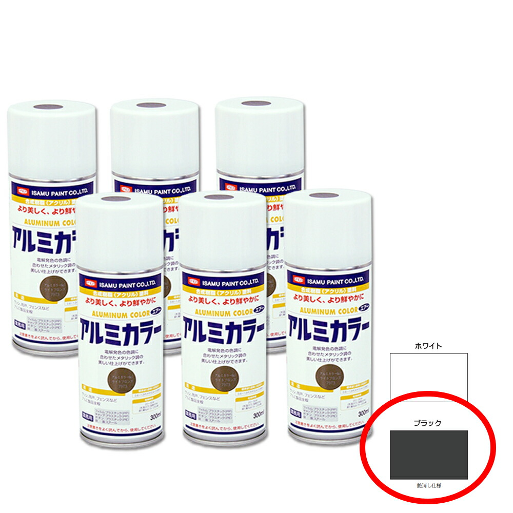 イサム塗料 629-8024-8 風変わりアクリル繊維脂絵の具吹き付ける 軽銀色つや 黒いこと 300ml×6本 取寄