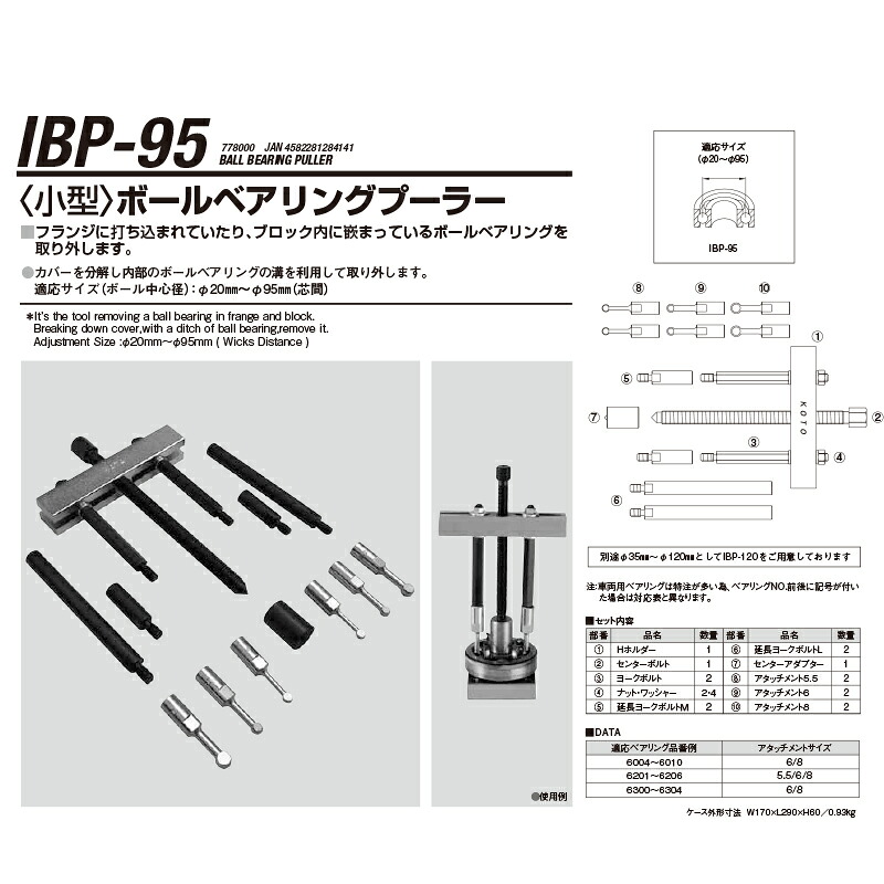 江東産業 IBP-95 小型 ボールベアリングプーラー 取寄
