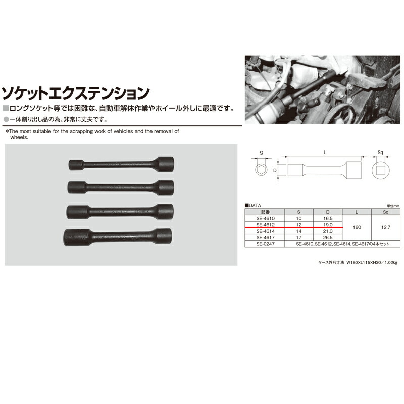 江東産業 SE-4612 ソケットエキステンション12mm 取寄