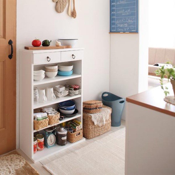 正規店仕入れの 引き出し付き オープンラック 棚 収納ラック キッチン収納 薄型 奥行24 ホワイト 幅59 完成品 スリム 収納 キッチンラック Spmau Ac In