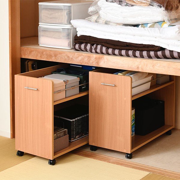 家具　収納　押入れ【匿名発送】 押し入れ収納 キャスター付き 押入れ収納 ラック 幅38 奥行58 高