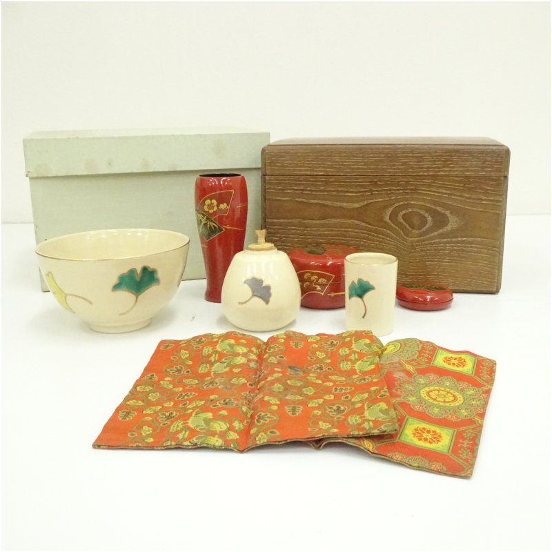 【中古】【茶道具】桑茶箱セット（箱付）茶道 茶道具 おしゃれ 茶器 一式 揃え 揃い 抹茶 お茶箱 お茶 インテリア 骨董 茶会 茶の湯