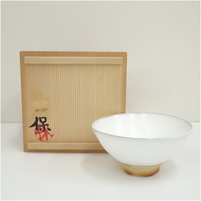 【中古】【茶道具】京焼 清水保孝造 白釉茶碗(共箱)茶道 抹茶 おしゃれ 抹茶茶碗 抹茶碗 和食器 レトロ 茶器 骨董 茶わん 茶会 茶の湯|茶道具・掛軸のショップつなぐ