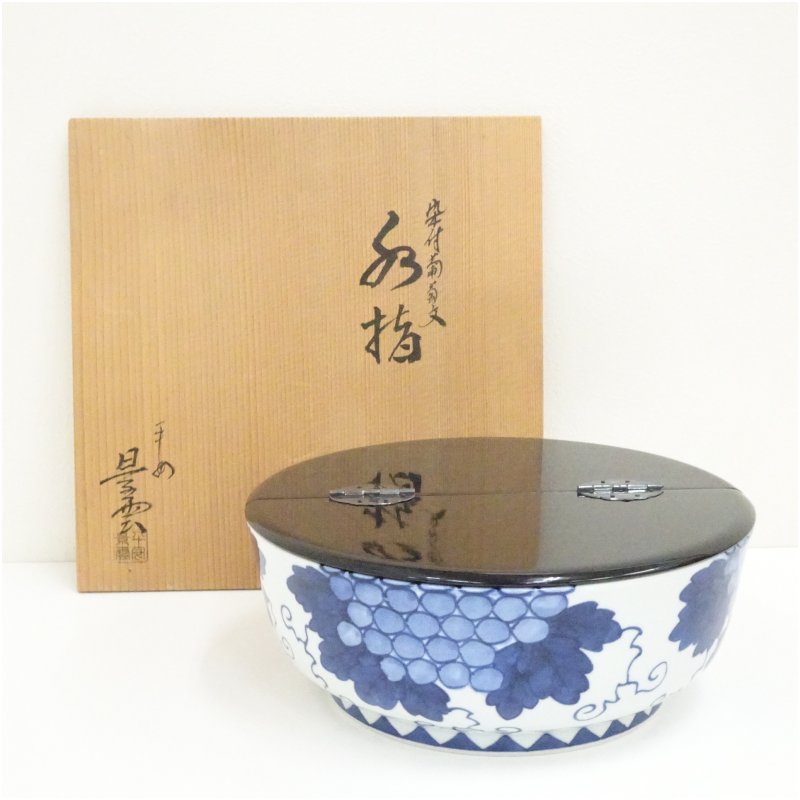 楽天市場】【中古】【茶道具】京焼 手塚景雲造 染付葡萄文水指（共箱