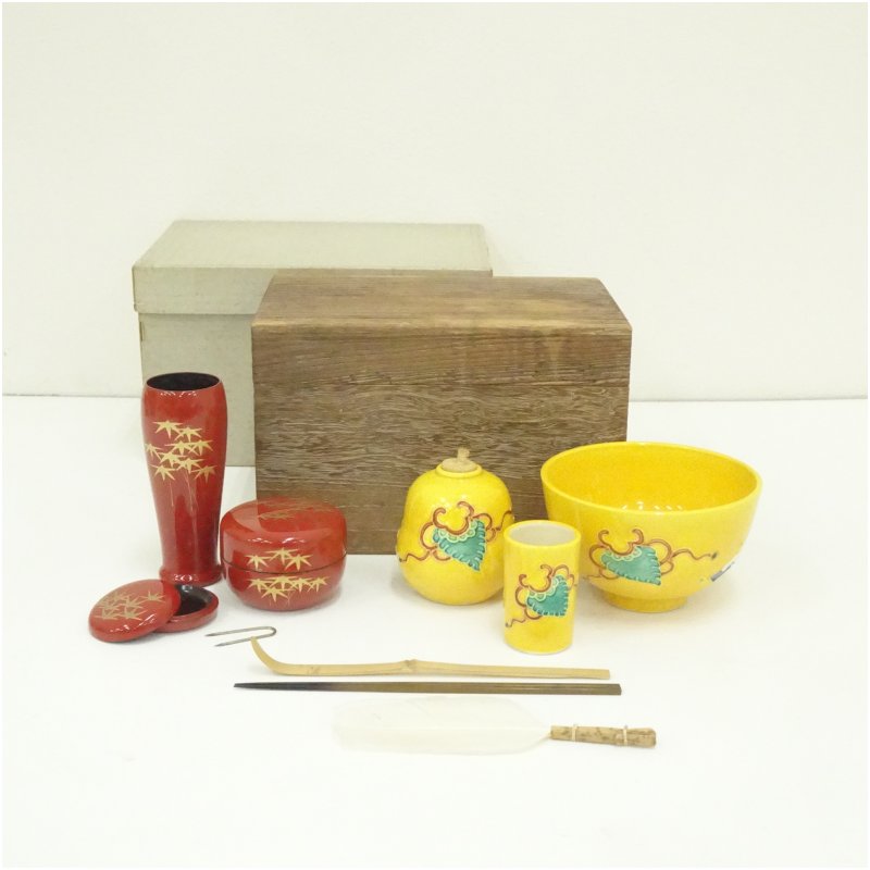 楽天市場】【中古】【茶道具】春慶塗 茶箱セット（箱付）茶道 茶道具