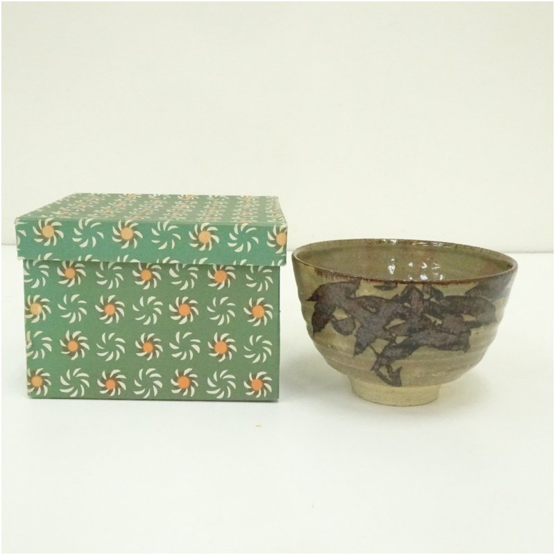 粟田焼 岡田佳山 銀杏画 数茶碗 十客 共箱 抹茶碗 茶道具 【k3468】 粟田焼 岡田佳山 銀杏画 数茶碗 十客 共箱 抹茶碗 茶道具 【