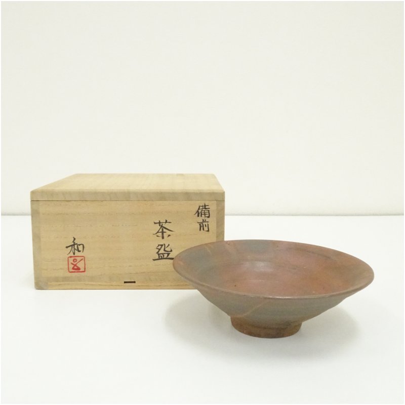 【中古】【茶道具】備前焼　藤原和造　茶碗（共箱） 茶道 抹茶 おしゃれ 抹茶茶碗 抹茶碗 和食器 レトロ 茶器 骨董 茶わん 茶会 茶の湯