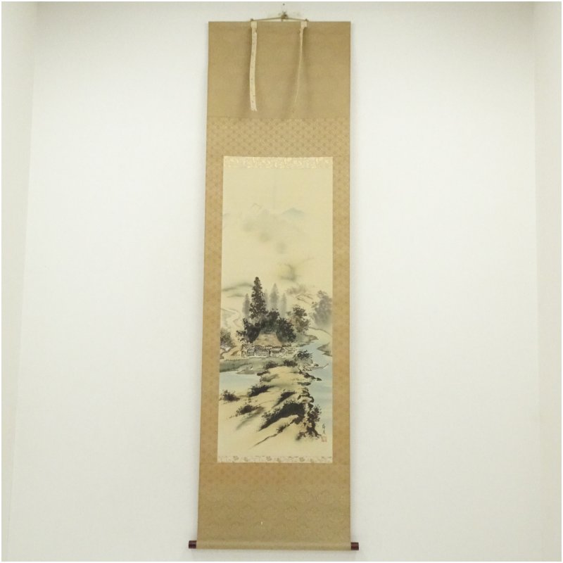 楽天市場】【中古】本物美品長尾梅友の山水図四神相応の掛け軸サイズ