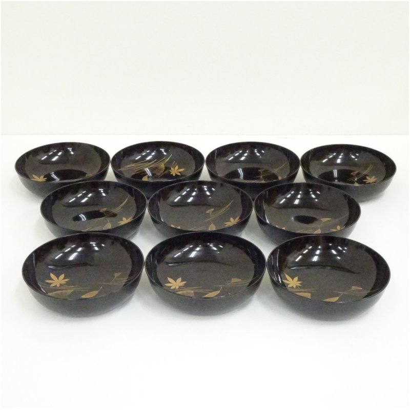 【中古】【塗師細工】漆塗 吹寄蒔絵御菓子皿10客 茶器 和食器 今めかしい 和菓子 アンティーク 茶の葉 見舞い客 茶道 茶道具 お茶席 銘々皿 骨董 ksk