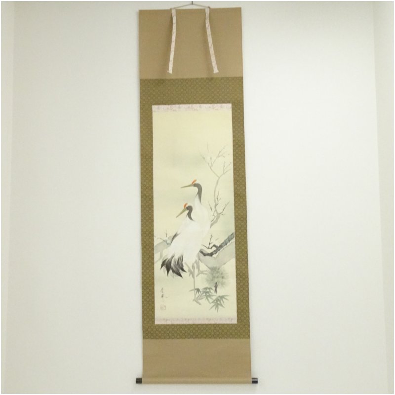 楽天市場】【中古】【書画】鶴林筆 松竹梅鶴亀 肉筆絹本掛軸 掛け軸