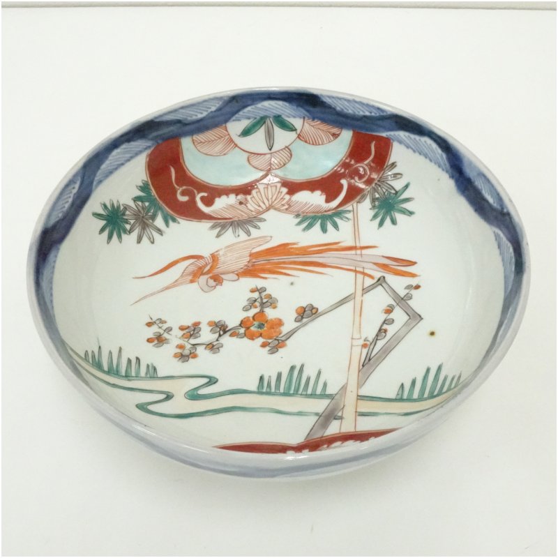 【中古】【陶芸・陶器】古伊万里　染錦梅に鳳凰文鉢 食器 おしゃれ アンティーク レトロ 和食 和風 丼 器 小鉢 中鉢 料理 来客 居酒屋 旅館 カフェ 1月 冬