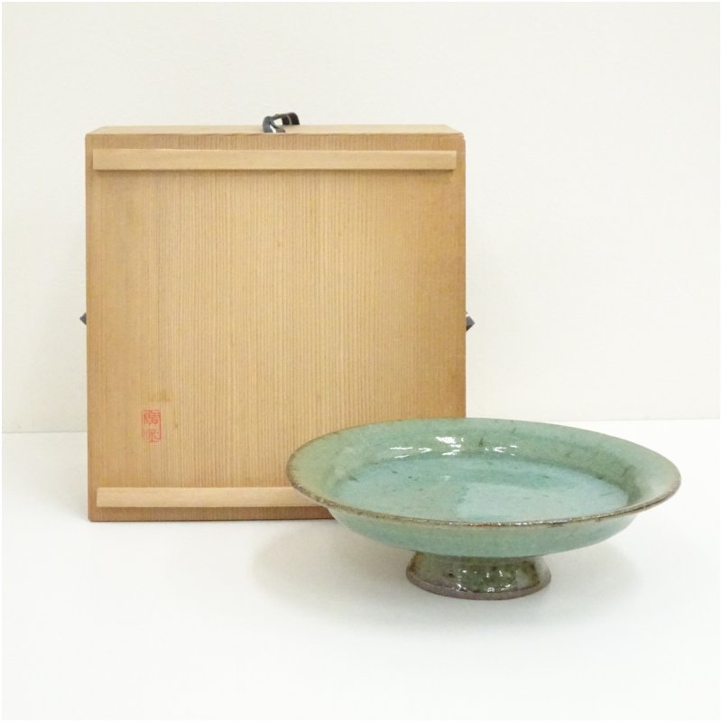 【中古】【大売り出し20%オフ】【陶器作り・瀬戸もの】廣永窯造 青磁台鉢（共箱）  食器 今めかしい アンティーク レトロ 和食 和風 丼 器 小鉢 中鉢 一皿分の料理 お客さん 赤ちょうちん はたご屋 喫茶店【最大限度100%尖んがりうしろ側】