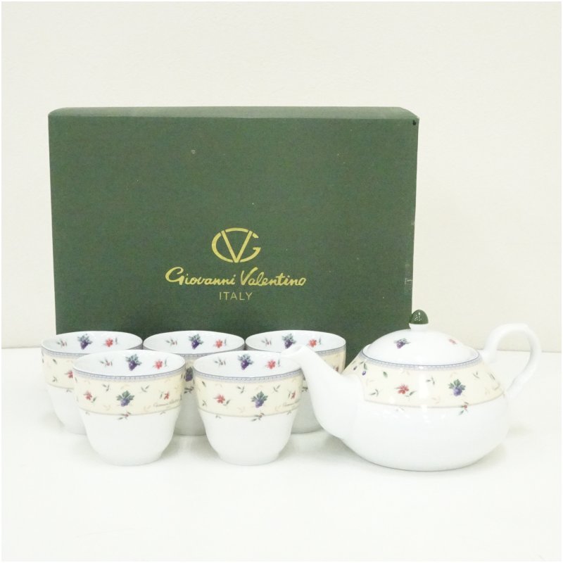 【中古】【陶物作り・瀬戸もの】Giovanni Valentino ジョバンニ・バレンチノ 小花散らし広告ティーセット（箱付）  食器 今めかしい 可愛らしい アンティーク レトロ 室内装飾 雑貨 カトラリー ちゃぶ台 御客さん twot