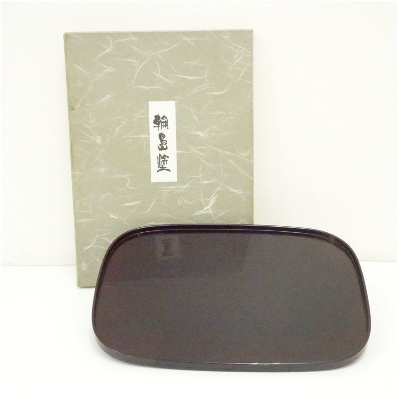 【中古】【塗師細工】輪島塗 高海堂製 漆塗盆（紙箱）  和食器 食器 今めかしい 骨董 お盆 お盆 レトロ アンティーク 和風 和食 喫茶店【最大限度100%尖んがりうしろ側】