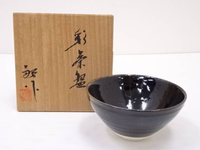 茶道具　瀬戸焼　古狭間窯　加藤菁山作　天目茶碗　共箱　C　7161 茶道具 瀬戸焼 古狭間窯 加藤菁山作 天目茶碗 共箱 C 7161