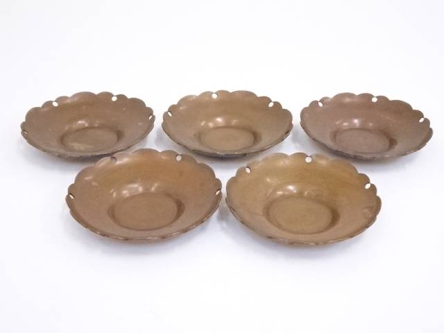 楽天市場】【中古】【煎茶道具】玉川堂造 銅蓮葉形茶托5客（共箱