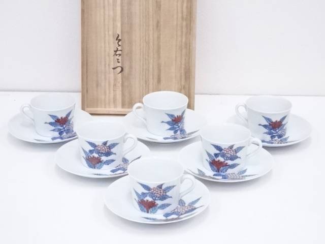 品数豊富！ 有田焼 今泉今右衛門造 錦藤袴絵紅茶碗6客 中古 茶道 抹茶 茶道具 おしゃれ 抹茶茶碗 抹茶碗 和食器 レトロ 茶器 茶わん 骨董 茶会  茶の湯 長月 9月 秋
